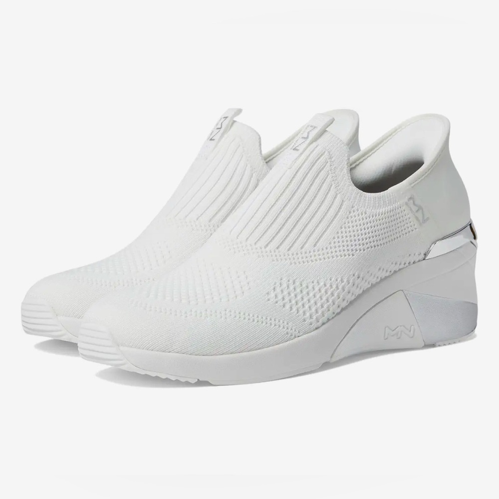 Skechers White and Silver Women's Sneakers Slip-in Mark Nason Wedge